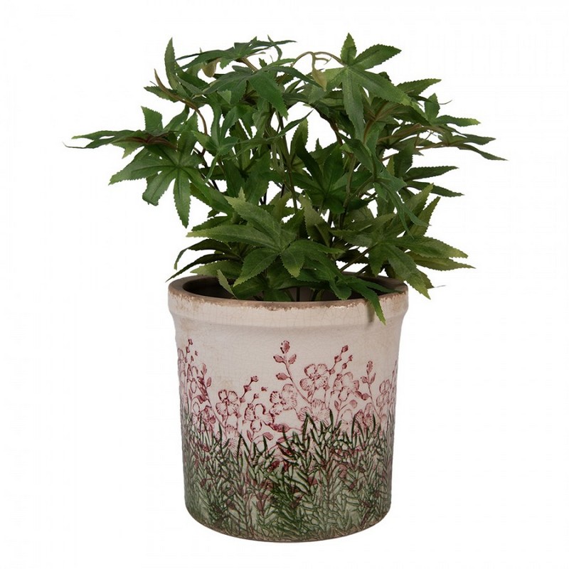 Vaso vintage decorato con piante e fiori